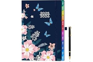 ZXHQ Agenda 2025-2026 Semana Vista A5, Agenda Semanal Y Mensual, Agenda Escolar, Pestañas Mensuales de Colores y Página a Color, Juego de Bolígrafos, Bolsillo Interior, Ago. 25 - Jul. 26, Azul