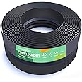 Flexible Lawn Edging 20 m Black, 20 cm High - Stay-in-Place Design - Plastic Grass Border & Flower Bed Garden Edging for Straight Lines & Curves