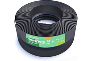 UNIGARDIA Bordure de Jardin en Plastique, 20 m / 20 cm, Noir - Bordure de Gazon Flexible - Super Fort, Utilisation Facile - Tout Nouveau Bordures de Pelouse Souple