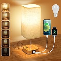 Set Of 2 Wireless Charging Table Lamps - Dimmable Bedside Lamps With USB Port & Seeded Glass Shades