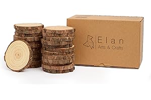 Elan Petit Rondin de Bois 9-10 cm de Diamètre Lot de 25 Pièces, Tranches de Bûches avec Écorce, Tranches de Bois Naturel pour Decoration et Artisanat