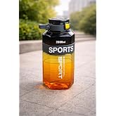 YzHome L&uuml;ks Pipetli Renkli Akrilik Spor Matara Suluk Motivasyon B&uuml;y&uuml;k Boy 2 Litre