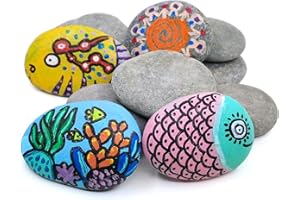 KEEDOLLA 10 Pcs Beach Pebbles for Painting, 5-8cm Flat River Rocks Marble Gravel Natural Painting Pebbles Stones for Crafts, Arts and Garden Decoration - Smooth and Flat