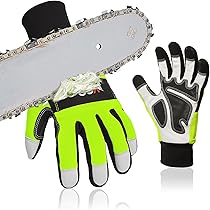 Vgo... 2 paar kettingzaaghandschoenen EN381-7, klasse 1, 20 m/s, snijbescherming, hoge snijbestendigheid, van geitenleer en PVC (GA8912/XXL/oranje/2 paar