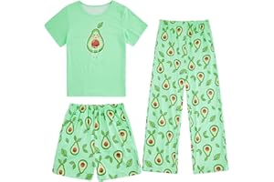 Fanient Piżamy Dziewczęce Chłopcy Zestawy Piżamy z Nadrukiem Urocza Trzyczęściowa Piżama Dla Dziewcząt 7-14 lat