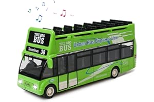 Crelloci Die Cast Stagecoach Buses 1:32 Scale London Double Decker Bus Toy Car Model Pull Back City Bus with Light and Sound for Kids Age 3 4 5 6 Years Old Boys Girls (Green)