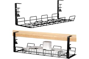 FUUMUUI Taca do zarządzania kablami pod biurkiem - 1 szt kosz na kable do zarządzania kablami i listwami zasilającymi, Organizer na kable pod biurko, Maskownica do kabli, Zarządzanie kablami, Koszyk na Kable