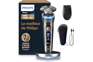 Philips Rasoir i9000 Prestige Ultra, Rasoir électrique sec et humide, technologie Skin IQ Pro, système Triple Lift & Cut, lames de précision NanoTech rotatives à 360°, 5 modes de rasage, XP9402/11