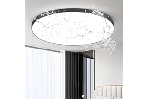 CHENBEN Plafon LED Techo,Lampara LED Techo Redonda 36W IP44 Impermeable Plafones Para Techo Led para Baño/Cocina/Salon/Dormitorio/Comedor/Pasillo,Negro Ø32cm 6500K