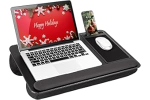 LapGear Home Office Pro Lap Desk with Wrist Rest, Mouse Pad, and Phone Holder - Black Carbon - Fits up to 15.6 Inch Laptops - Style No. 91598