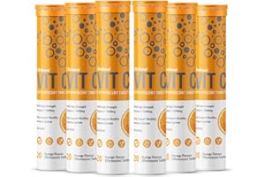 Vitamin C 1000mg Effervescent Tablets - Orange Flavour - 6 Tube of 20 Tablets (120) - Club Vits