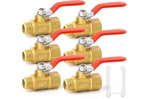 GASHER 3PCS 1/4 Inch Brass Mini Ball Valve Shut Off Switch, 1/4 Inch Male x Female BSP Thread Pipe Fitting