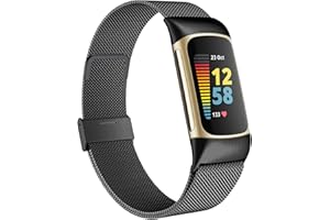 Faliogo Metalowy pasek kompatybilny z Fitbit Charge 5 pasek dla kobiet i mężczyzn, regulowana pętla siatkowa ze stali nierdzewnej, zapasowy pasek do trackera aktywności Charge 5