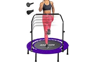 Kanchimi 40" Folding Mini Fitness Indoor Exercise Workout Rebounder Trampoline with Handle, Max Load 150KG
