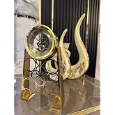 Gold İskelet Mekanizmalı Dekoratif Masa Saati &ndash; Retro Metal L&uuml;ks Masa &amp; Ofis Saati