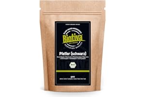 Pieprz czarny Bio 250 g – całe ziarna pieprzu najwyższej jakości ekologicznej – nadaje się do młynków do pieprzu – Piper nigrum – Pochodzenie Sri Lanki/Cejlonu Biotiva