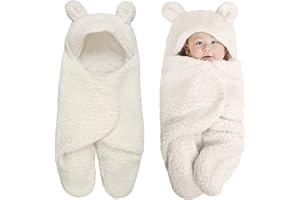 MUSUNFE Cute Unisex Newborn Clothing Baby Sleeping Bag Thick Cotton Blankets Plush Swaddle Blankets (White)