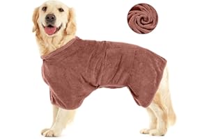 AMAZEFUN Hundebademantel,Mit Klettverschluss Schnell Trocknend Badetuch, Sehr Saugfähig, Verstellbares Halsband und Taille Hunde Bademantel Gross,Dryup Cape Hund, Geeignet Für Große und Mittlere Hunde