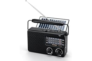 TOWEAR Portable Radio with Bluetooth & Solar Power - FM/AM/SW Rechargeable Radio, USB/TF Playback, Hi-Fi Sound, Pocket-Sized for Outdoor, Travel, Home Use