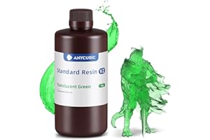 ANYCUBIC Standard Resin V2, Żywica do Drukarek 3D o wysokiej wytrzymałości i trwałości, wysokiej precyzji i niskim zapachu, wysoce kompatybilna z drukarkami 3D, Przezroczysty Zielony 1000g