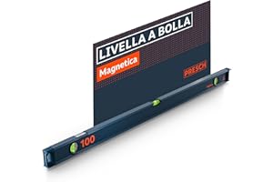 Presch Livella a bolla magnetica 100cm - Fiala infrangibile con pendenza 2% - Finestra di lettura verticale - Tappi antiscivolo innovativi - Superficie di misura precisa - Livella magnetica