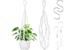 FERRADREND 2 Pièces Macramé Support Pots pour Fleur, Suspension Plante Macramé Plante Suspension, Panier en Corde de Coton à Suspendre de Fleurs en Macramé pour Intérieur, Extérieur, Jardin, Balcon, Patio