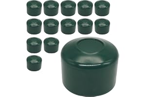 SKIR'CO (14 st) staketstolplock, runda 40 mm gröna plastlock för runda staketstolpar, staketstolpskydd, mossgrön RAL 6005