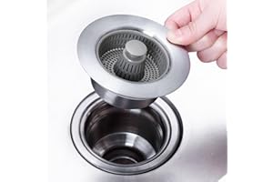 Lxoraziy Tappo Lavandino Cucina 3 In 1, Filtro Lavandino Cucina in Acciaio Inox, Piletta Lavello Cucina Pop-Up con Setaccio Anti-Intasamento, per Buco Cucina lavello 76-81mm