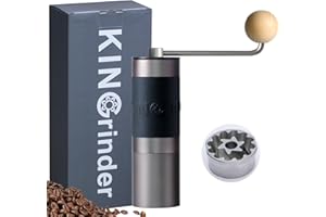 KINGrinder K2 Gerader Grif Manuelle Kaffeemühle mit 140 einstellbaren Mahlgraden für Aeropress, French Press, Drip, Espresso, 25 g Fassungsvermögen