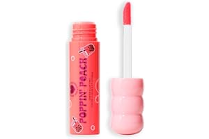 REVOLUTION BEAUTY LONDON I Heart Revoluion Bubble Tea Milky, Tinta para labios y rubortinte facial hidratante todo en uno infusionado con té verde matcha, Poppin' Peach