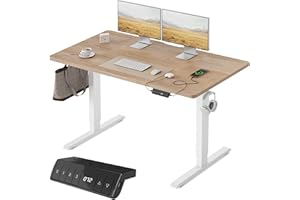 ‎FEZIBO FEZIBO Höhenverstellbarer Schreibtisch mit USB-A und USB-C-Ladeanschlüssen, 140 x 70 cm Schreibtisch Höhenverstellbar Elektrisch, Ergonomischer Steh-Sitz Tisch für Heimbüro, Standing Desk, Eiche