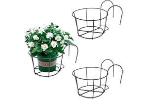 LHYBTM 3 Piezas Soporte Maceta Colgante de Barandilla, Soporte Flores Redondo Gancho Estante Hierro Plantas Colgantes, Cestas Colgantes para Macetas, Adecuado para Balcón, Jardín, Valla, Interior Y Exterior