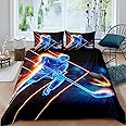 Ice Hockey Bedding Set Hockey Player Comforter Cover for Kids Adult Sports Event Duvet Cover Winter Sports Hobby Bedspread Cover Bright 2Pcs With 1 Pillow Case Single Size