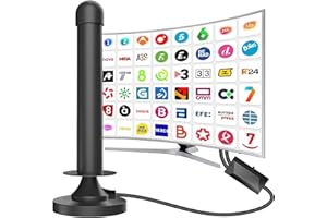 DTB TECH Antena de TV, Antena de TV Digital de Alta definición para Interiores,admite Canales 4K, Puede Recibir señales DVB-T2 DVB-T (Negro)