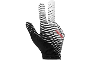 HEALLILY 1PC Elastic 3 Fingers Show Gloves for Billiard Shooters Carom Pool Snooker Cue Sport Wear on the Right or Left Hand Black White