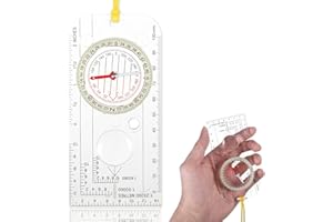 WLERTCOP Boussole Course Navigation, Scout Garçon Orientation Boussole Randonnée Légère avec Déclinaison Ajustable pour Expédition Lecture Carte Camping, Sport Plein Transparent Boussole Fluorescente