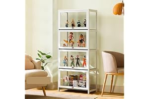 CHAANG vetrina espositiva vetrina soggiorno vetrinetta espositiva vetrina espositiva per collezionismo Struttura in bambù naturale, porta a battente, ermetica e antipolvere, facile da installare e facile da