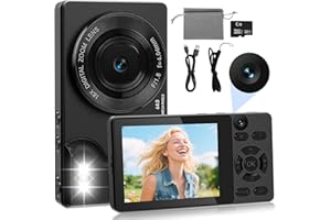 HERBYD 4K 64MP Digitalkamera mit Dual-Kameras Vorne und Hinten, Autofokus Kamera Fotokamera Kompakte Vlogging Kamera 2,8 Zoll Bildschirm, 18X Digitalzoom, 32G Karte für Kinder, Jugendliche, Anfänger