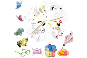 RAYKCE 3D Pen Printing Drawing Book, Reusable Colorful 50 Patterns Thick Paper Template with a Clear Plate - 3D Graffiti Stencils Book for Kids, Children's Drawing Teaching Tools Gift for New Year