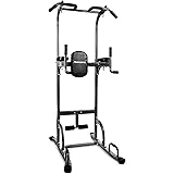 MSPORTS Power Tower - Stazione per esercizi di muscolazione multifunzione 7 in 1, misura regolabile, con maniglie per flessio