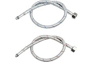 LEADAHEAD Flexible Tap Connectors Tap Tails M10 (10mm) x 1/2" Fitting 60cm Long Flexible Pipe for Monobloc Mixer Tap Pair of Stainless Steel Braided Water Supply Hose (2 Pcs)