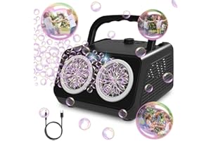 PANAMALAR Panacare machine à bulles professionnelle,machine à bulles portable 20000+bulles/minute, 26trous de bulles/eau à bulles gratuite incluse, jouet à bulles pour enfants/mariage/anniversaire/fête de Noël