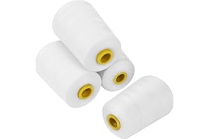 Curtzy Set Rocchetto Filo per Macchina da Cucire Poliestere Bianco (4pz) - Bobine per Macchina da Cucire da 11,5 cm x 5460 m - Kit Bobine per Macchina da Cucire e Filo da Ricamo - Filo da Cucito