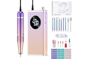 COSICOSY Electric Nail Drill, 40000RPM Professional Nail File with 15 Drill Bits, Portable Rechargeable Nail File Machine E File for Acrylic Nails Gel Polishing Removing, for Manicure Salon Home, Pink