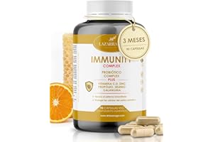 LAZARRAGA IMMUNITY DEFENSAS COMPLEX 6 EN 1 con Vitamina C + Vitamina D + Propóleo + Zinc + Selenio + Probióticos y Prebióticos + Galangina | Apoya el Sistema Inmunológico l Cápsulas Veganas (90)