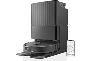 roborock Qrevo S Robot Vacuum Cleaner, 7000Pa Suction, LiDAR & Reactive Tech Obstacle Avoidance, Multifunctional Dock, Auto Mop Washing&Drying, Self-Emptying&Refilling, 10mm Mop Lifting (Black)