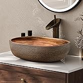 Homary 48cm Oval Ceramic Bathroom Sink, Matte Grey, Modern Vessel Wash Basin for Countertop Vanity, Scratch-Resistant Cloakro