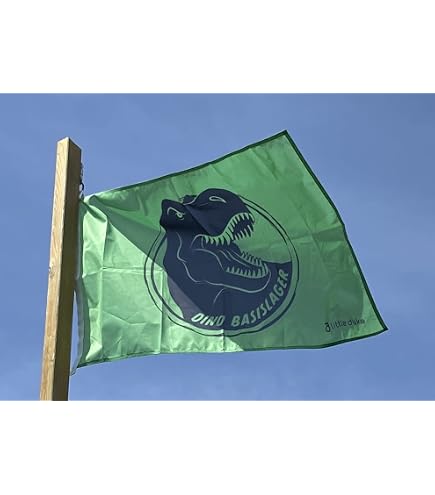 Drapeau Dino Camp De Base Jaune 90 X 60 Cm - Polyester Résistant, Impression Numérique Haute Qualité, Fabriqué En Allemagne - 2