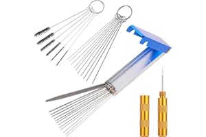 DIVINA VITAE Zestaw do czyszczenia gaźnika, do usuwania zanieczyszczeń węglowych, zestaw 13 przewodów czyszczących ze stali nierdzewnej, 6 nylonowych szczotek, 10 igieł czyszczących + 1 ostra kostka