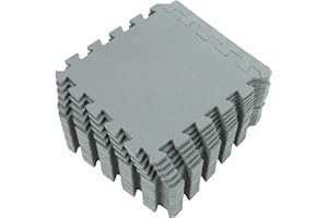 Yostrong® EVA Gomma Tappeto Gioco Bambini Per Puzzle | Tappetino Fitness Palestra, 18 Pezzi Con Bordo Dritto. Grigio. YOC-Lb18S18